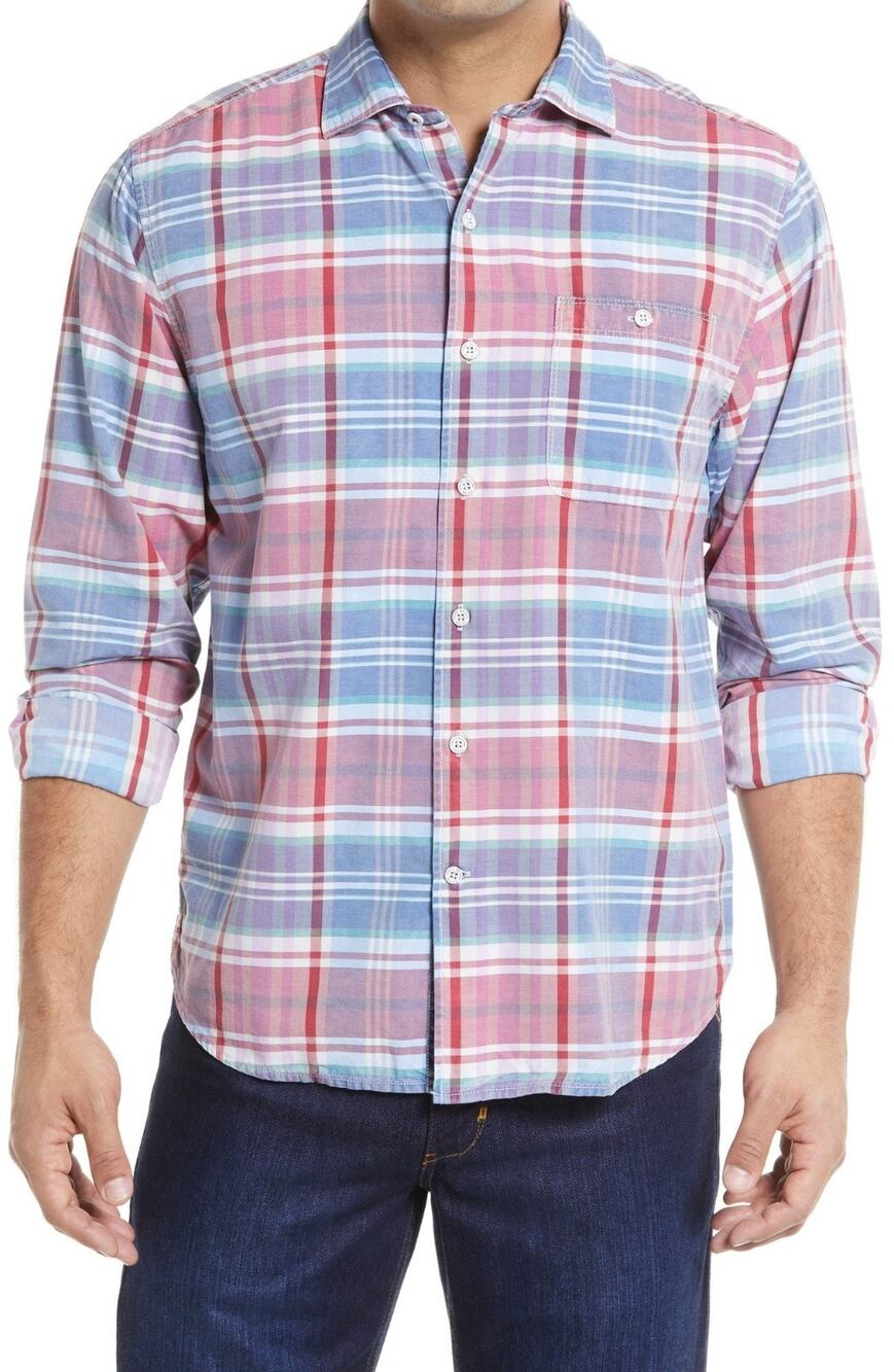 Tommy Bahama Men S ST325773 Kookabura Plaid Long-Sleeve Shirt